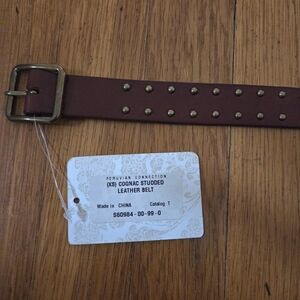 Peruvian connection Studded Cognac Leather Belt. XS